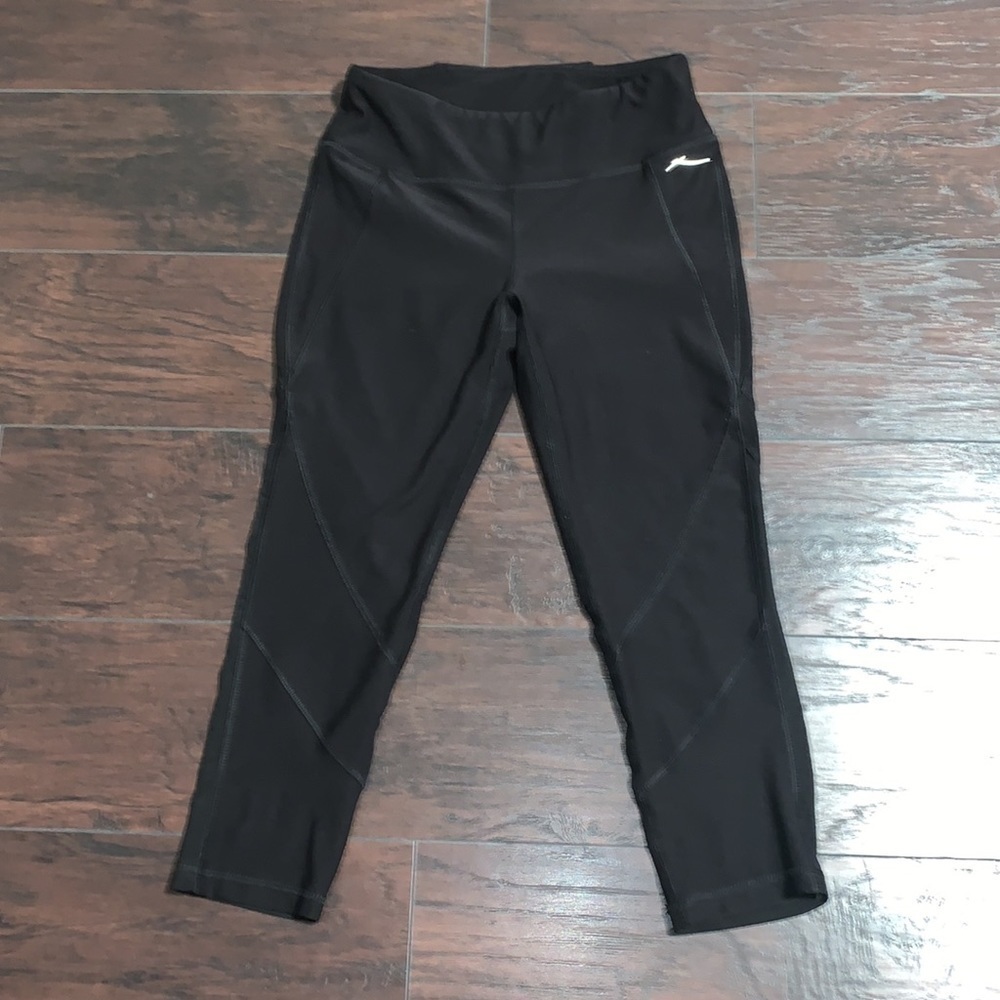 Black Spandex Cropped Leggings With Back Zipper, sz Small.